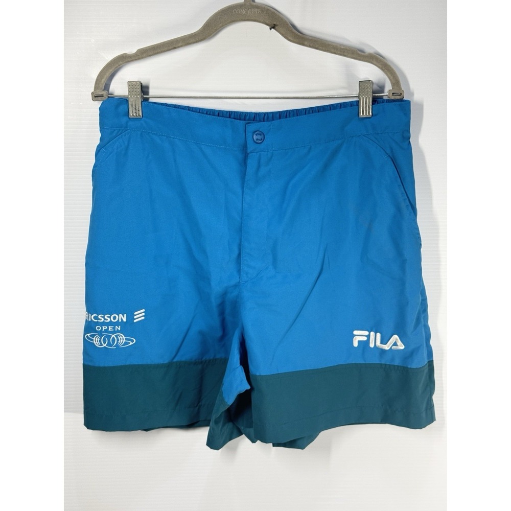 Fila Ericsson Open Board Shorts Size XL Blue Tennis Summer Beach Colorblock